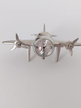Collectible Mini Airplane Desk Clock Aviation Decor Pilot Gift Propeller